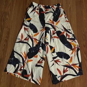 Kookai Paradise Culottes Designer Silk Cropped Wide‎ Leg Dress Pants Bohemian